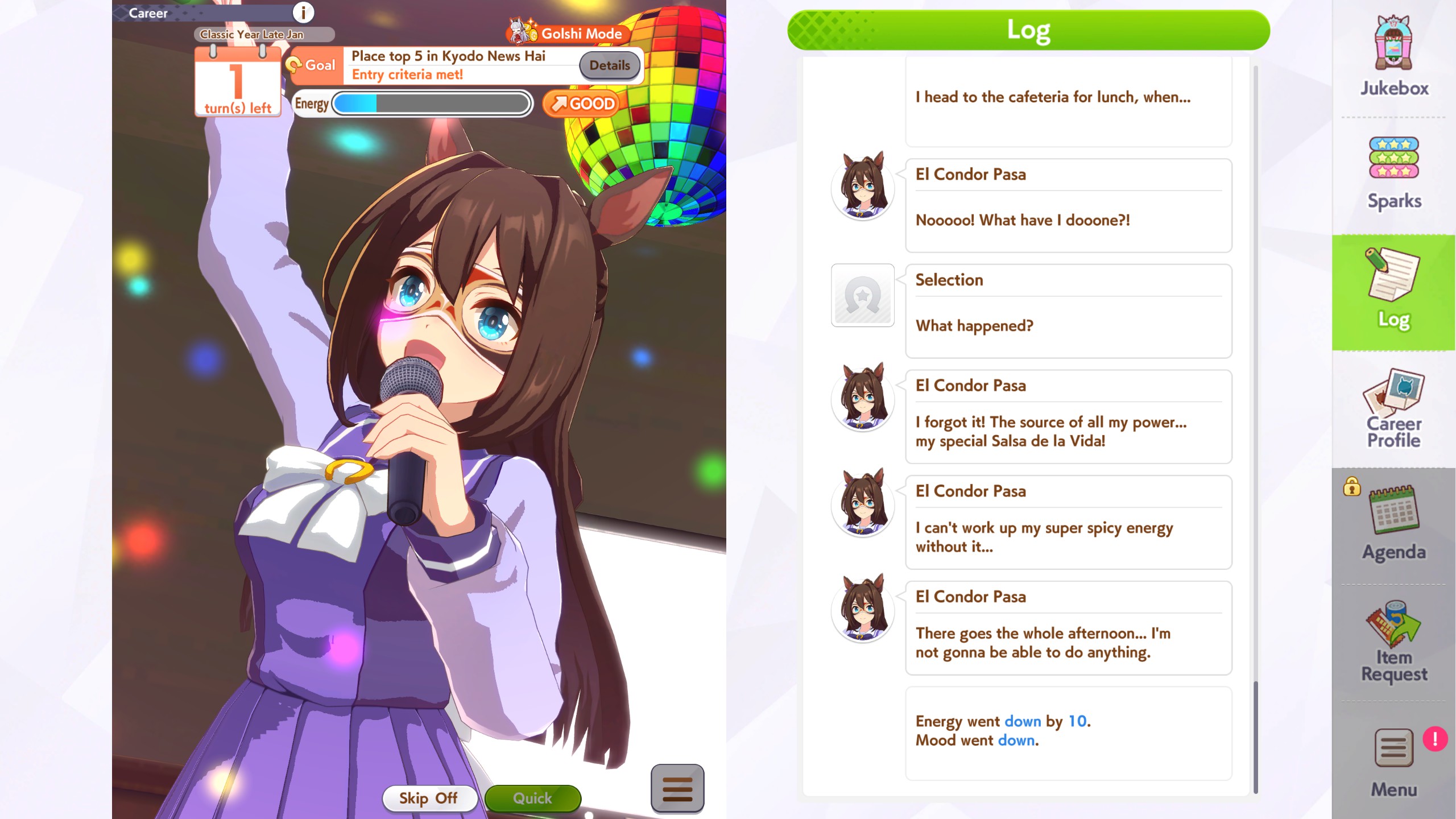 Screencap of El Condor Pasa at the Karaoke Mood Up event.